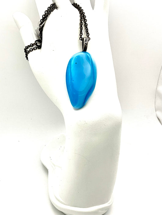 Blue Marbled Stone Pendant