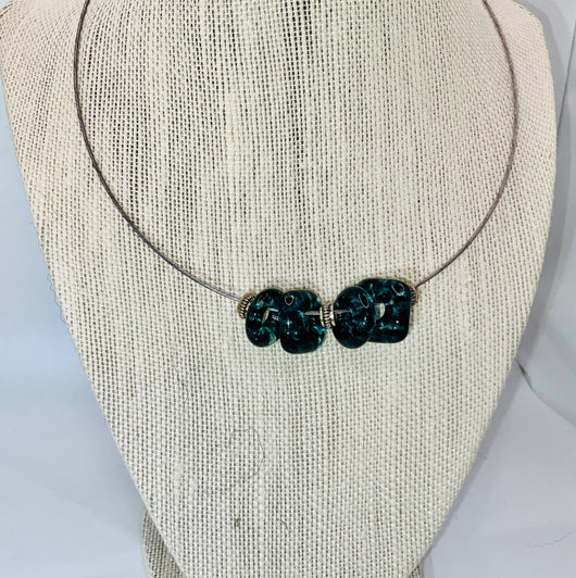 Teal Blue Beaded Pendant