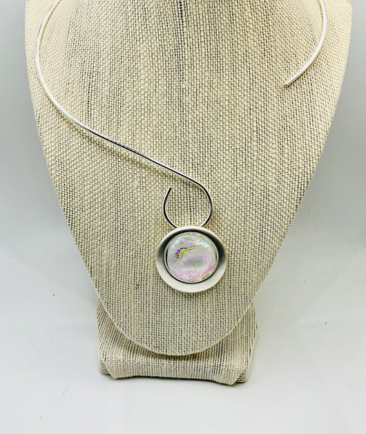 Clear Iridescent Stone Pendant