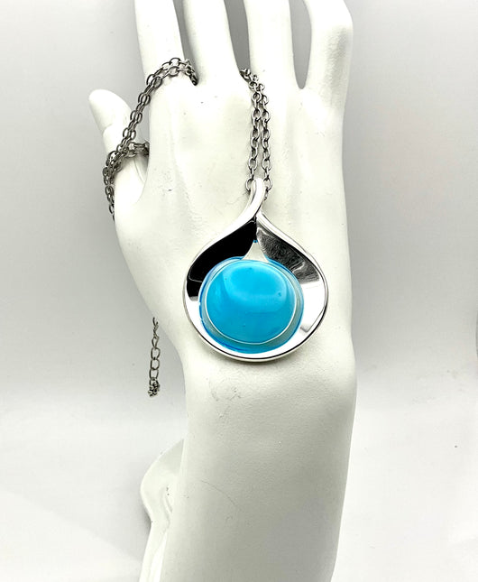 Two-Toned Baby Blue and White Pendant