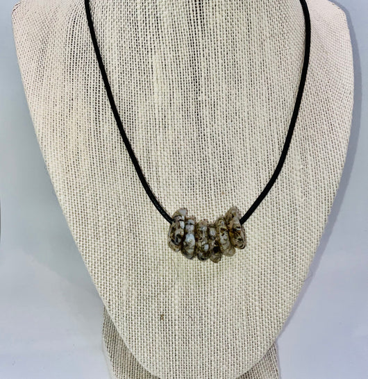 Mottled Woodland Brown Beaded Pendant