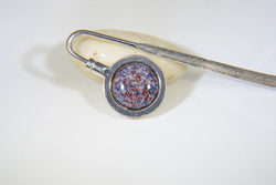 Silver Metal Book Mark with Blue and Red Speckled Stone