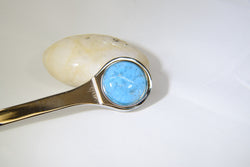 Silver Metal Letter Opener With Light Turquoise Stone