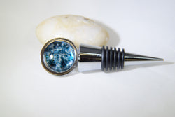 Bottle Stopper with Teal Blue Cabochon