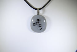 Grey Pendant with Black and Dichroic Glass Specks