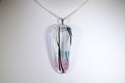 Clear Glass Tear-Drop Shaped Pendant with Multi-Colored Accents