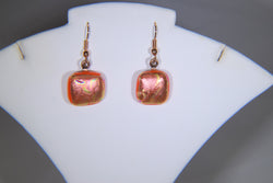 Orange Drop Earrings with Dichroic Glass Accents