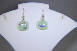 Light Green Earrings with Dichroic Accents
