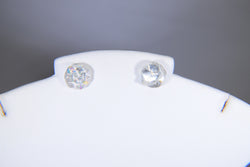 Round Clear Stud Earrings with Iridescent Specks