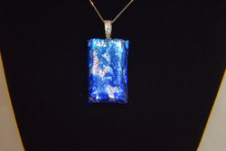 Multi-Colored Blue Rectangular Pendant With Silver Accents