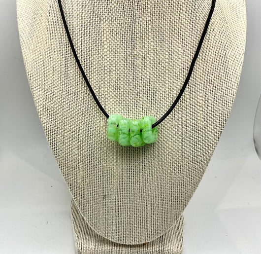 Four Lime Green Beads Necklace