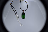 Oblong Kelly Green Pendant With Yellow Gold-Plated Chain and Matching Earrings