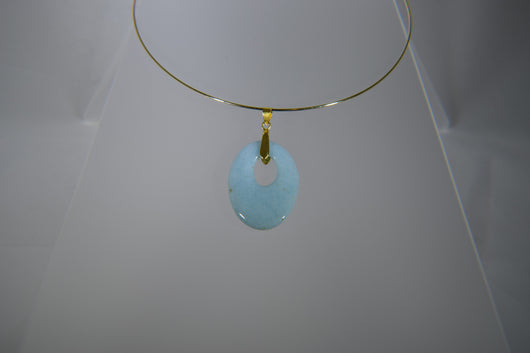 Off Set Oval Baby Blue Pendant