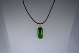 Oblong Kelly Green Pendant With Yellow Gold-Plated Chain and Matching Earrings