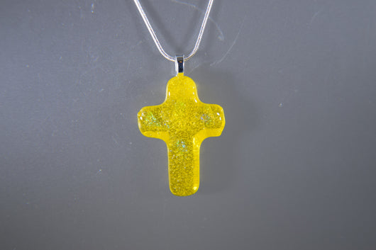 Sunny Yellow Cross Pendant With Sparkles