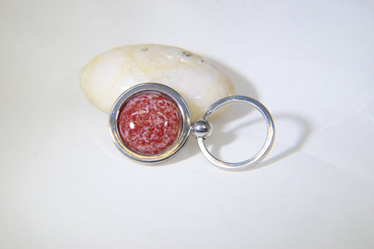 Key Ring With Red Speckled Stone