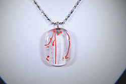 Clear Glass with Orange Streaks Pendant