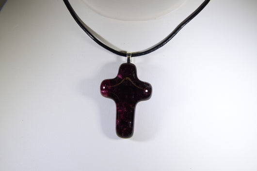 Deep Plum Colored Cross Pendant