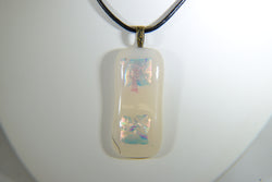 Cream Colored Pendant with Iridescent Squares