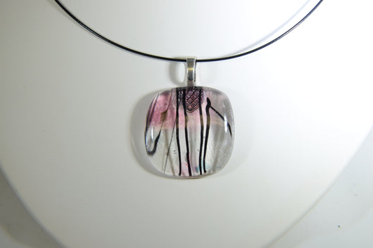 Clear Glass with Black Stripes Pendant