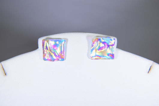 Square Rainbow Dichroic Earrings