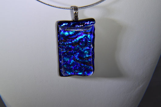 Iridescent Blue Rectangular Stone Pendant