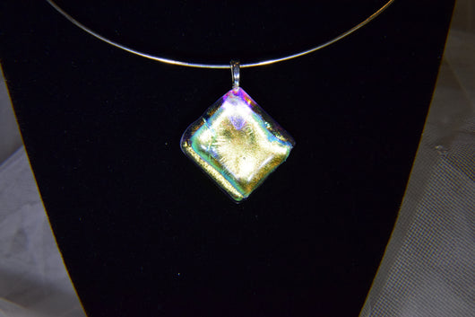 Diamond Shaped Iridescent Stone Pendant